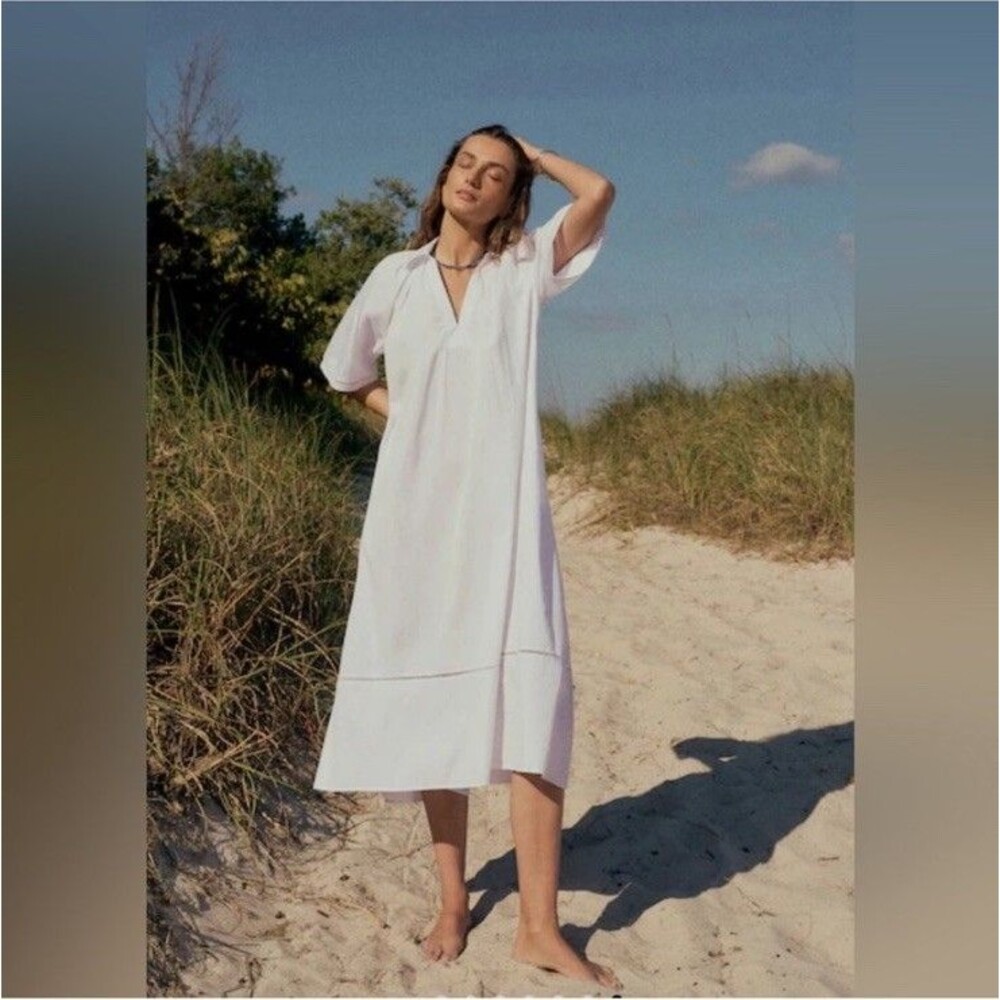 Madewell Poplin Splitneck Midi Shirtdress NWT Size M Medium